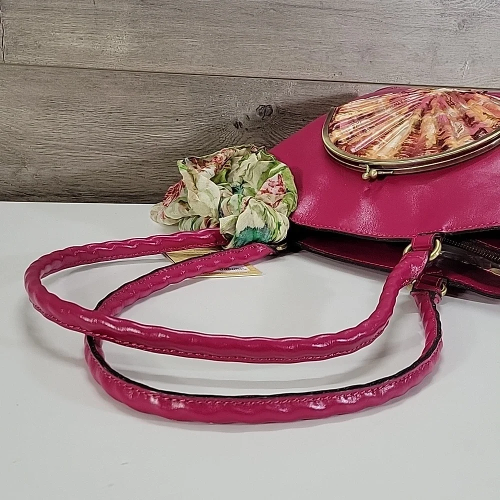 Patricia Nash Zorita Fuchsia Tote Bag with Shell Accent New